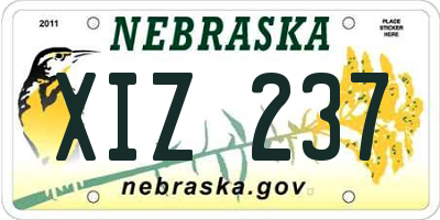 NE license plate XIZ237