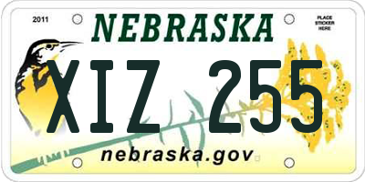 NE license plate XIZ255