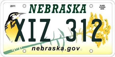 NE license plate XIZ312