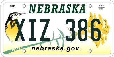 NE license plate XIZ386