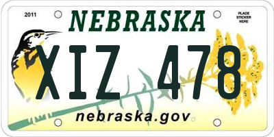 NE license plate XIZ478