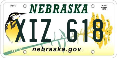 NE license plate XIZ618