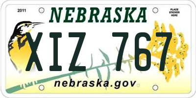 NE license plate XIZ767