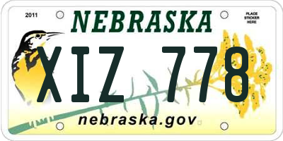NE license plate XIZ778