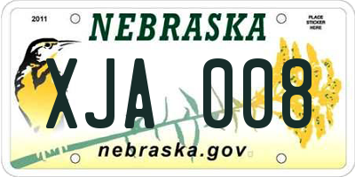 NE license plate XJA008