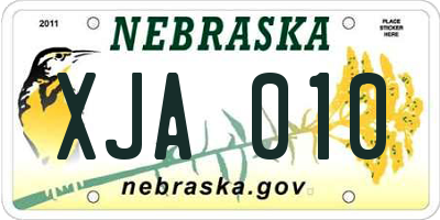 NE license plate XJA010
