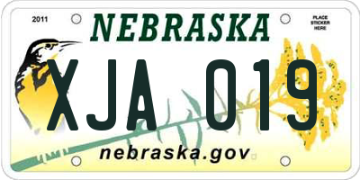 NE license plate XJA019