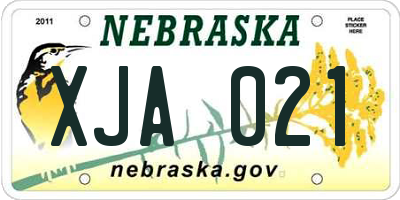 NE license plate XJA021