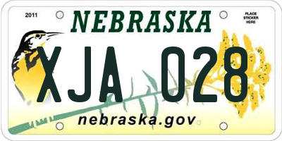 NE license plate XJA028