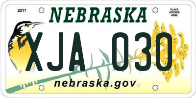 NE license plate XJA030
