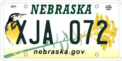 NE license plate XJA072