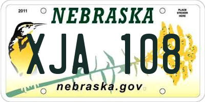 NE license plate XJA108