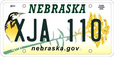 NE license plate XJA110