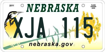 NE license plate XJA115