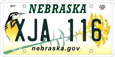 NE license plate XJA116