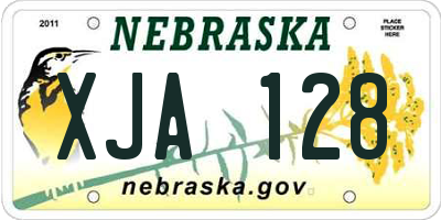 NE license plate XJA128