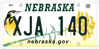 NE license plate XJA140