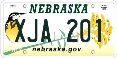 NE license plate XJA201