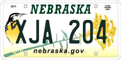 NE license plate XJA204