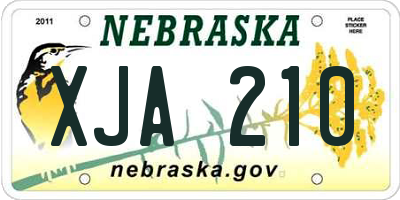NE license plate XJA210
