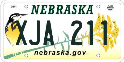NE license plate XJA211