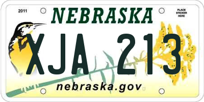 NE license plate XJA213