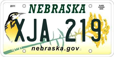 NE license plate XJA219