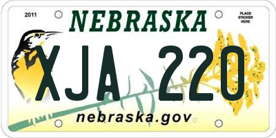 NE license plate XJA220