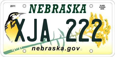 NE license plate XJA222