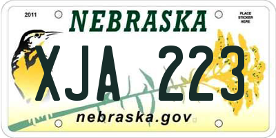 NE license plate XJA223