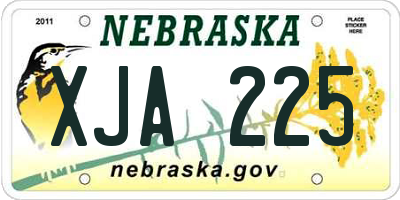 NE license plate XJA225