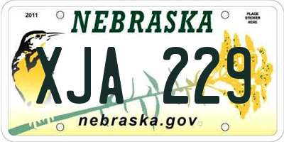NE license plate XJA229