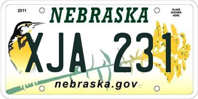NE license plate XJA231