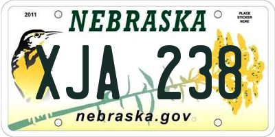 NE license plate XJA238