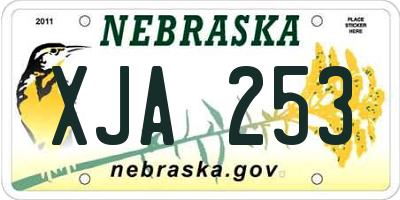NE license plate XJA253