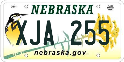 NE license plate XJA255