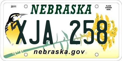 NE license plate XJA258