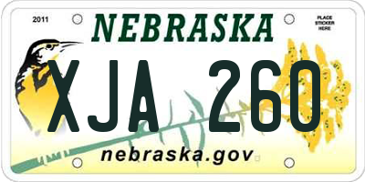 NE license plate XJA260