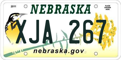 NE license plate XJA267