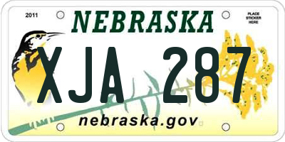 NE license plate XJA287