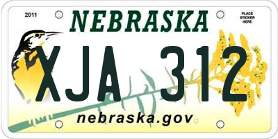 NE license plate XJA312
