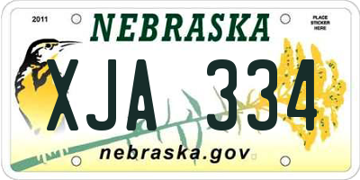 NE license plate XJA334
