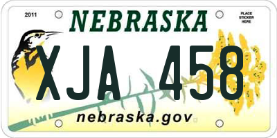 NE license plate XJA458