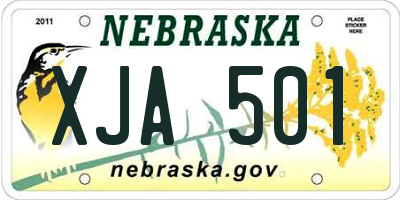 NE license plate XJA501