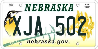 NE license plate XJA502