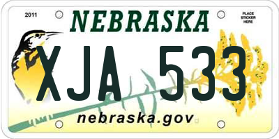NE license plate XJA533