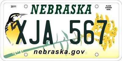 NE license plate XJA567