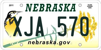 NE license plate XJA570
