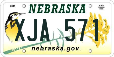 NE license plate XJA571