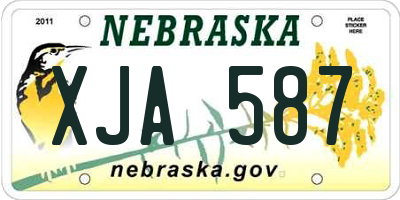 NE license plate XJA587